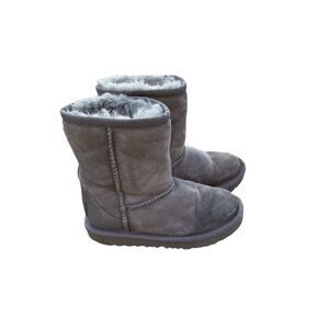 Ugg Boots Shearling Mini Mid Calf Winter Snow Boots Bootie Gray Girls Size 11